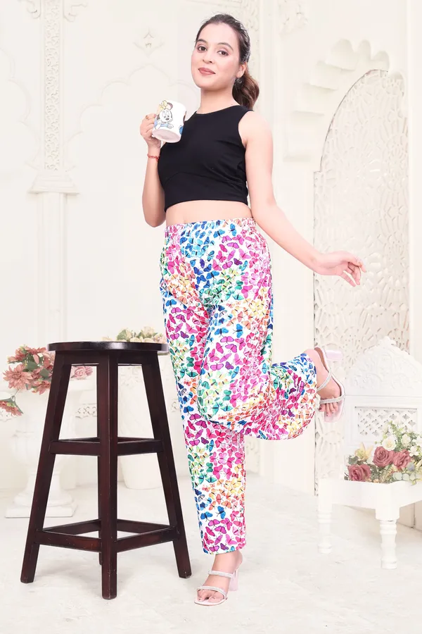 Women'S_Multicolor_Butterfly_Print_Palazzo_Pants