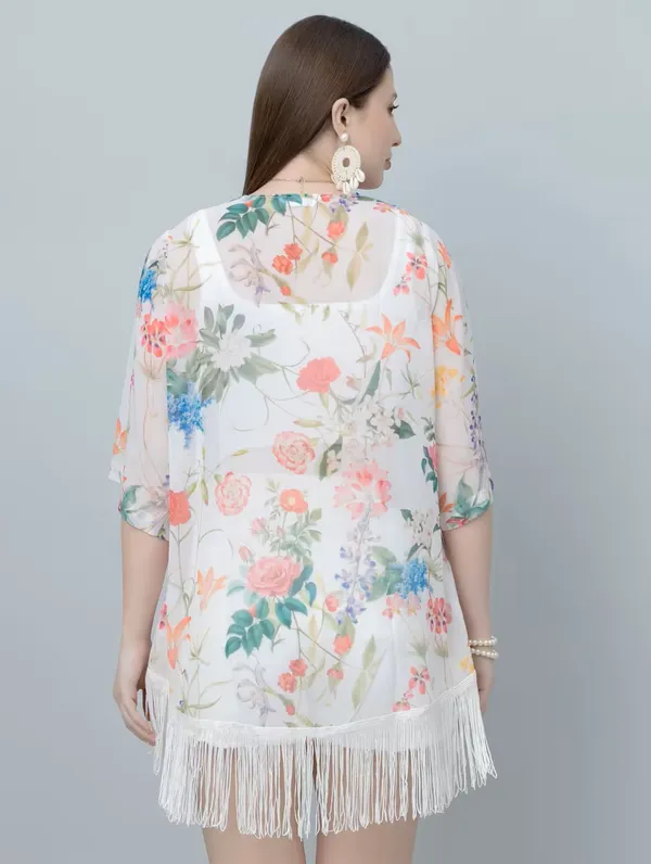 Women'S_Floral_Print_Kimono_Shrug_With_Fringe_Detailing_-_White