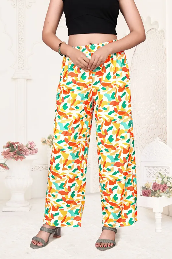 Women'S_White_Multicolor_Abstract_Print_Palazzo_Pants