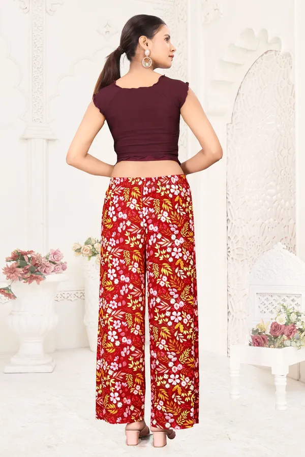 Red_Floral_Print_Wide_Leg_Palazzo_Pants_With_Maroon_Crop_Top_Set