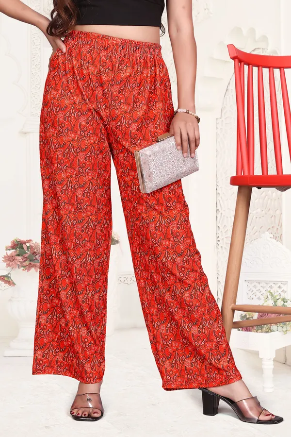 Red_Printed_And_Multicolor_Palazzo_Pants_With_Elastic_Waist_(Pack_Of_2)