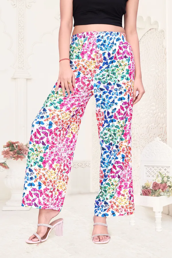 Women'S_Multicolor_Butterfly_Print_Palazzo_Pants