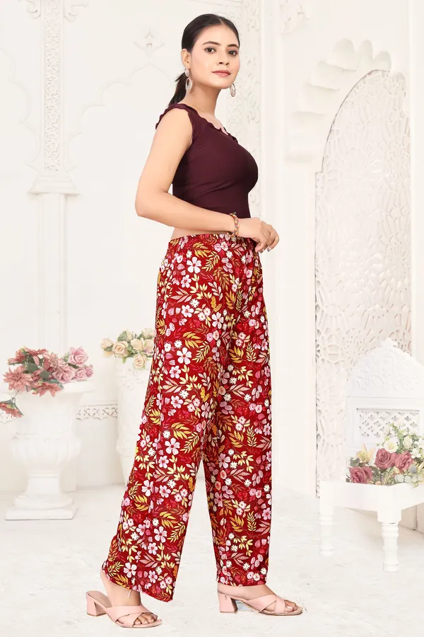 Red_Floral_Print_Wide_Leg_Palazzo_Pants_With_Maroon_Crop_Top_Set
