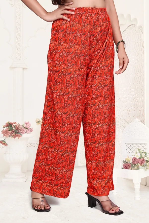 Red_Printed_And_Multicolor_Palazzo_Pants_With_Elastic_Waist_(Pack_Of_2)