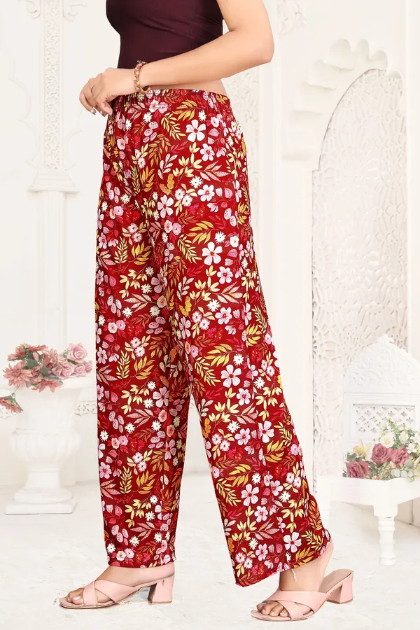 Red_Floral_Print_Wide_Leg_Palazzo_Pants_With_Maroon_Crop_Top_Set