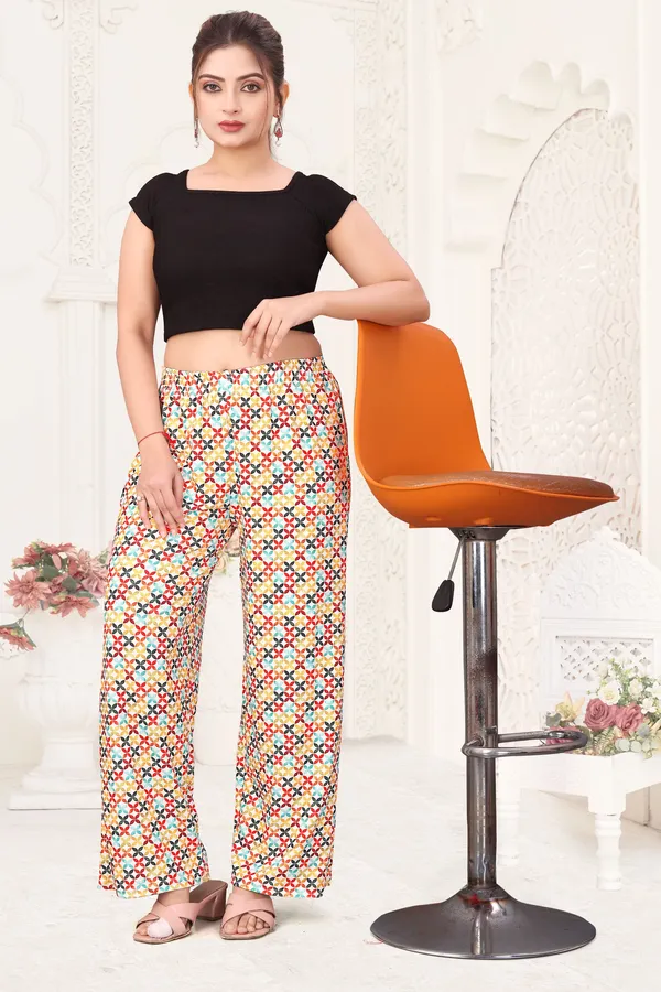 Red_Printed_And_Multicolor_Palazzo_Pants_With_Elastic_Waist_(Pack_Of_2)