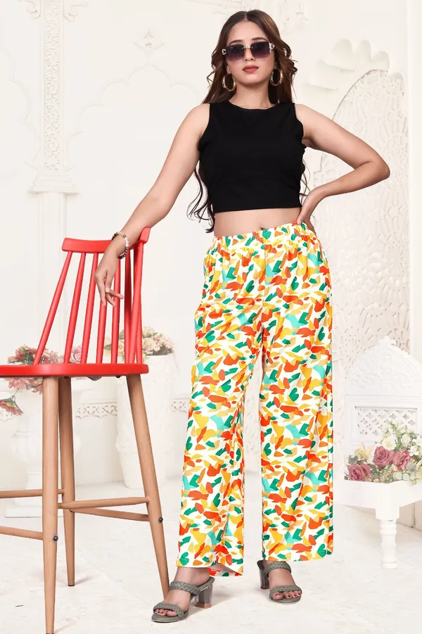 Women'S_White_Multicolor_Abstract_Print_Palazzo_Pants