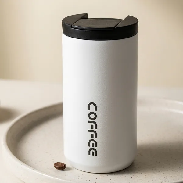 White_Insulated_Stainless_Steel_Coffee_Tumbler_With_Black_Lid_-_500Ml