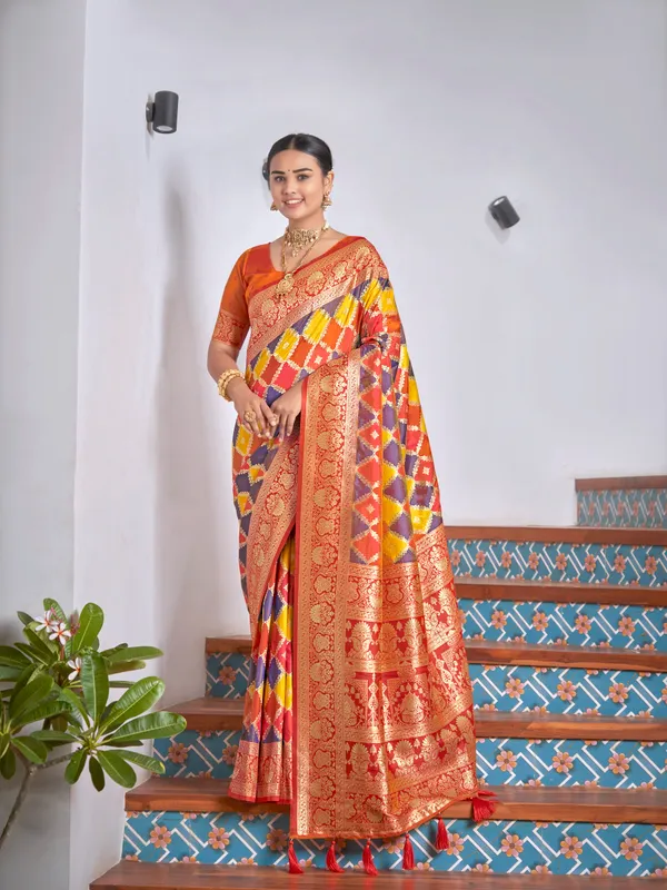 Manohari_Womens_Most_Trendy_Banarasi_Woven_Orange_With_Multicolor_Saree_With_Heavy_Jacquard_Work_Saree_With_Blouse_Piece
