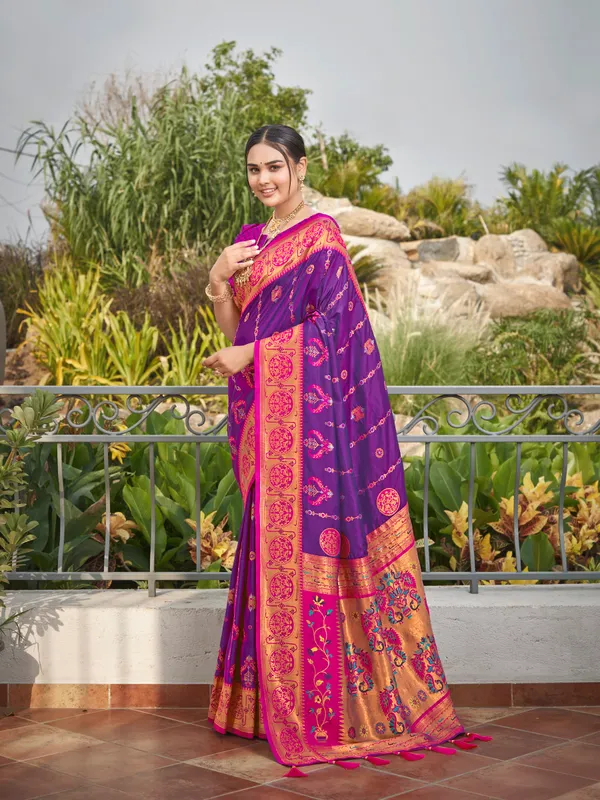 Manohari_Womens_Most_Trendy_Banarasi_Woven_Purple_With_Pink_Saree_With_Heavy_Jacquard_Work_Saree_With_Blouse_Piece