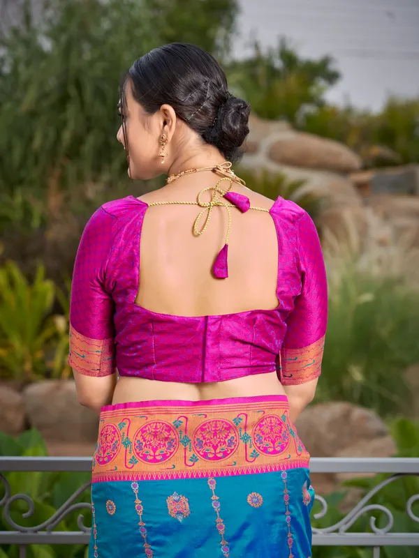 Manohari_Womens_Most_Trendy_Banarasi_Woven_Blue_With_Pink_Saree_With_Heavy_Jacquard_Work_Saree_With_Blouse_Piece