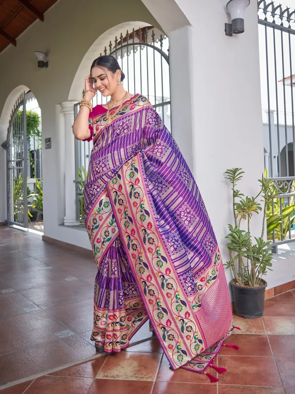 Manohari_Womens_Most_Trendy_Banarasi_Woven_Purple_With_Pink_Saree_With_Heavy_Jacquard_Work_Saree_With_Blouse_Piece