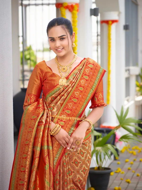 Manohari_Womens_Most_Trendy_Banarasi_Woven_Orange_Saree_With_Heavy_Jacquard_Work_Saree_With_Blouse_Piece