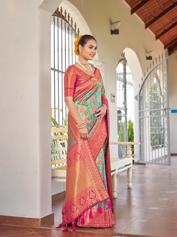 Manohari_Womens_Most_Trendy_Banarasi_Woven_Blue_With_Pink_Saree_With_Heavy_Jacquard_Work_Saree_With_Blouse_Piece