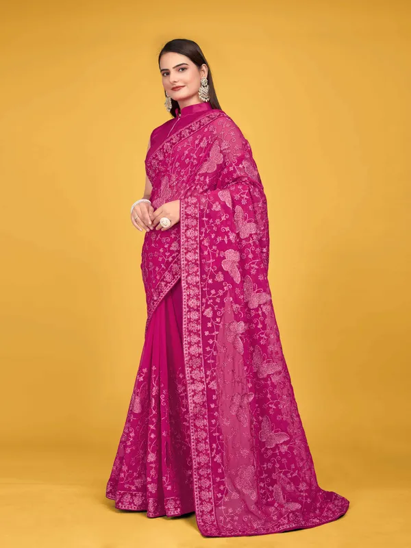 MANOHARI_Women_Georgette_Most_Trendy_Embroidery_Pink_Saree_With_Blouse_Piece