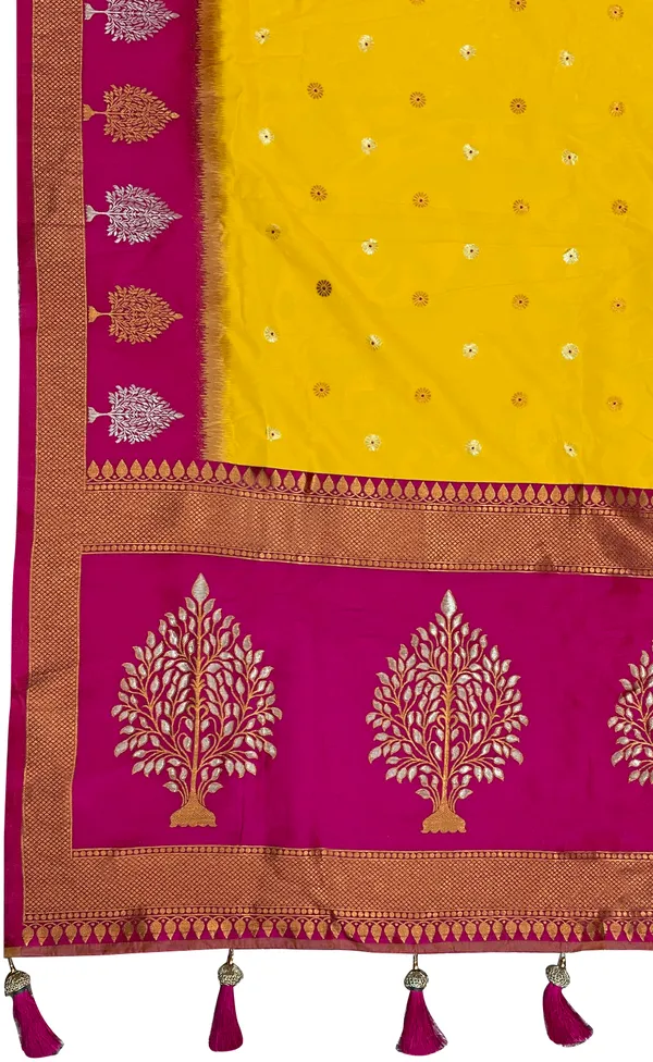 Manohari_Womens_Most_Trendy_Banarasi_Soft_Silk_Woven_Yellow_And_Pink_Saree_With_Heavy_Jacquard_Work_Saree_With_Pink_Blouse_Piece