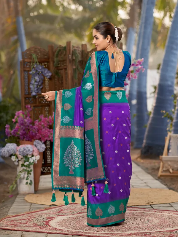 Manohari_Womens_Most_Trendy_Banarasi_Soft_Silk_Woven_Purple_And_Turquoise_Blue_Saree_With_Heavy_Jacquard_Work_Saree_With_Blue_Blouse_Piece