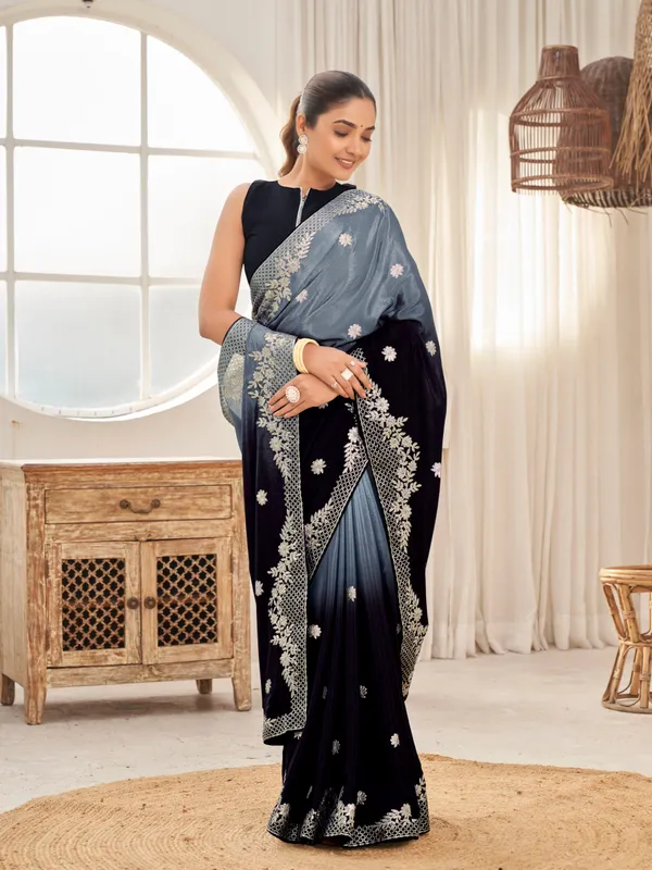 Manohari_Womens_Heavy_Embroidered_Moss_Chiffon_Dual_Tone_Black_And_Grey_Color_Padding_Saree_For_Women_|_Ethnic_Wedding_Wear_Saree_With_Blouse_Piece_|_Party_Wear_Dual_Color_Saree