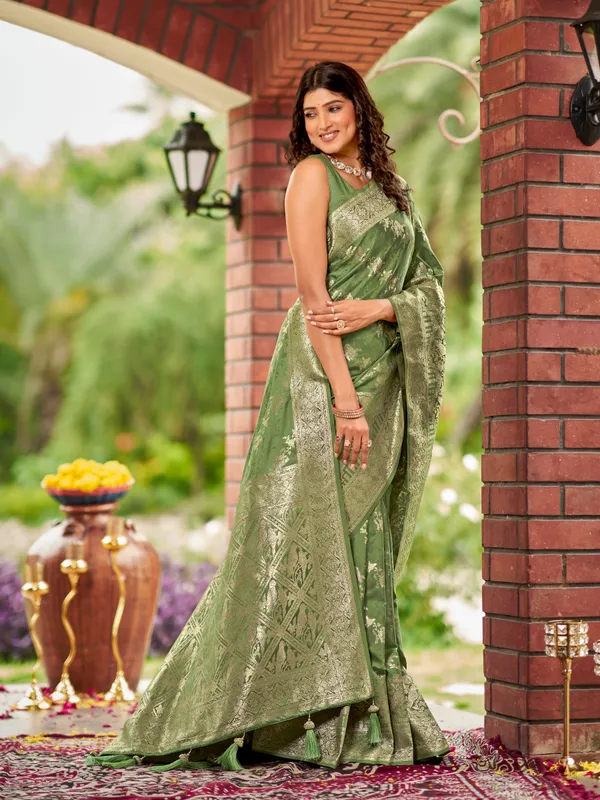 Manohari_Womens_Most_Trendy_Banarasi_Satin_Silk_Woven_Olive_Green_Saree_With_Heavy_Jacquard_Work_Saree_With_Blouse_Piece