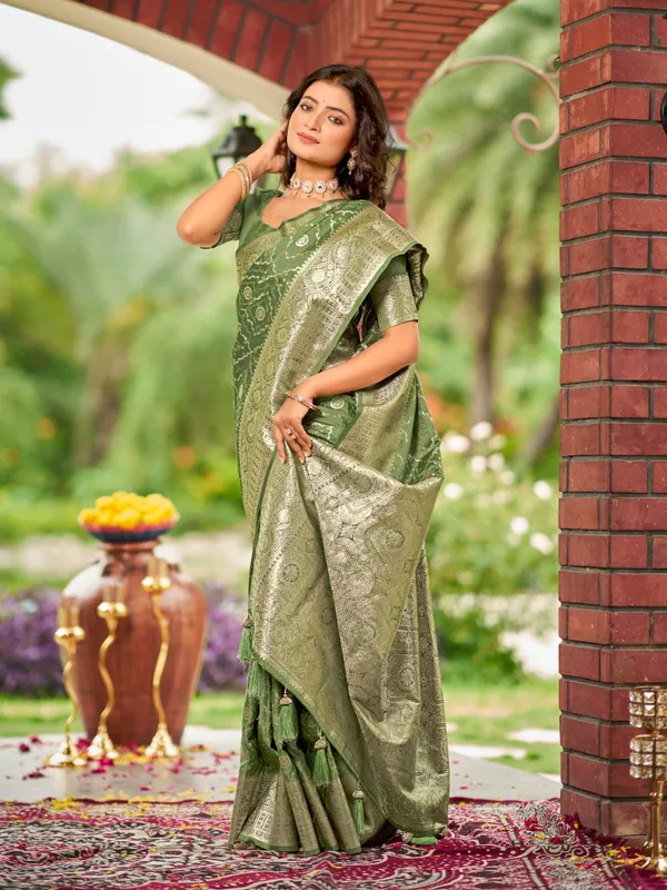 Manohari_Womens_Most_Trendy_Banarasi_Satin_Silk_Woven_Olive_Green_Saree_With_Heavy_Jacquard_Work_Saree_With_Blouse_Piece