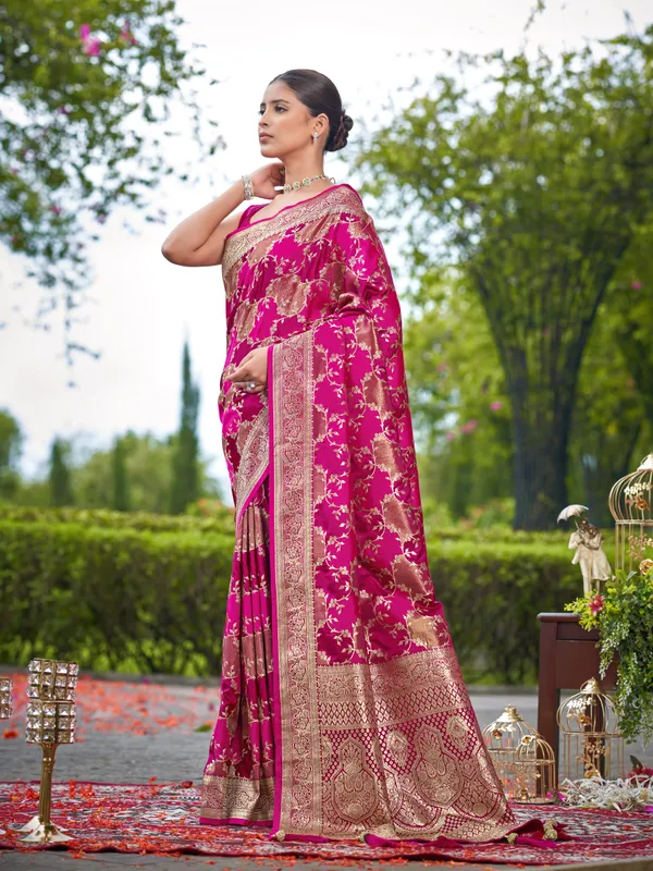 Manohari_Womens_Most_Trendy_Banarasi_Satin_Silk_Woven_Rani_Pink_Saree_With_Heavy_Jacquard_Work_Saree_With_Blouse_Piece