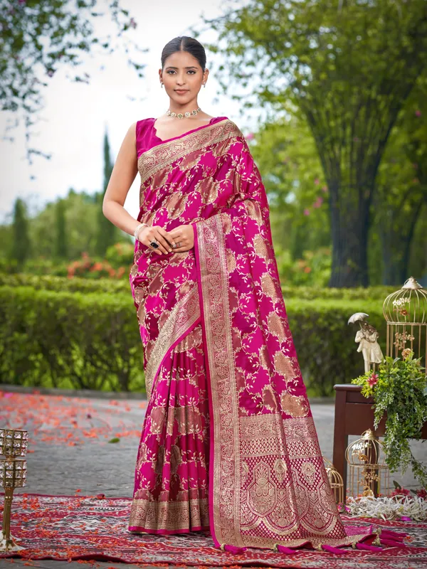 Manohari_Womens_Most_Trendy_Banarasi_Satin_Silk_Woven_Rani_Pink_Saree_With_Heavy_Jacquard_Work_Saree_With_Blouse_Piece