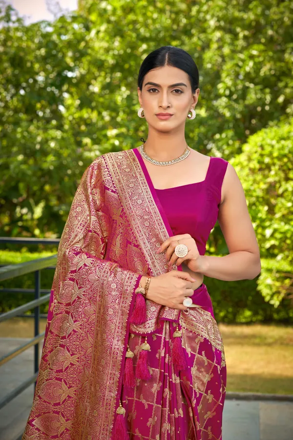 Manohari_Womens_Most_Trendy_Banarasi_Satin_Silk_Woven_Rani_Pink_Saree_With_Heavy_Jacquard_Work_Saree_With_Blouse_Piece