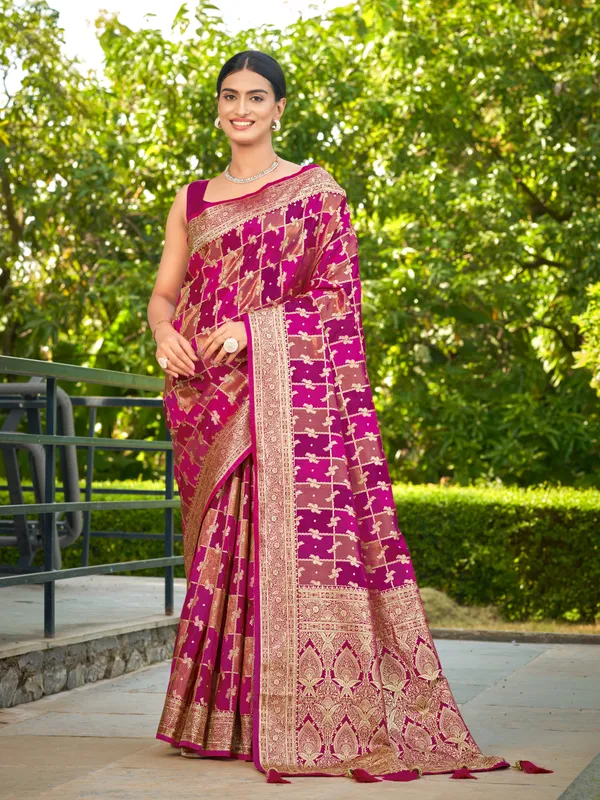 Manohari_Womens_Most_Trendy_Banarasi_Satin_Silk_Woven_Rani_Pink_Saree_With_Heavy_Jacquard_Work_Saree_With_Blouse_Piece