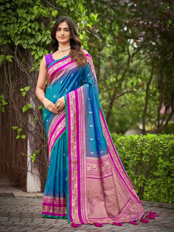 Manohari_Womens_Most_Trendy_Banarasi_Satin_Silk_Woven_Deep_Blue_And_Pink_Saree_With_Heavy_Jacquard_Work_Saree_With_Blouse_Piece