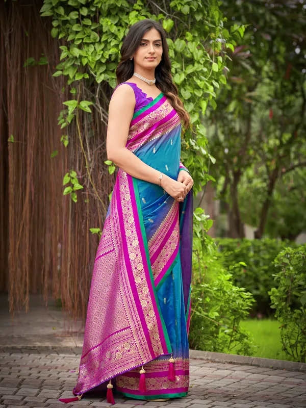 Manohari_Womens_Most_Trendy_Banarasi_Satin_Silk_Woven_Deep_Blue_And_Pink_Saree_With_Heavy_Jacquard_Work_Saree_With_Blouse_Piece