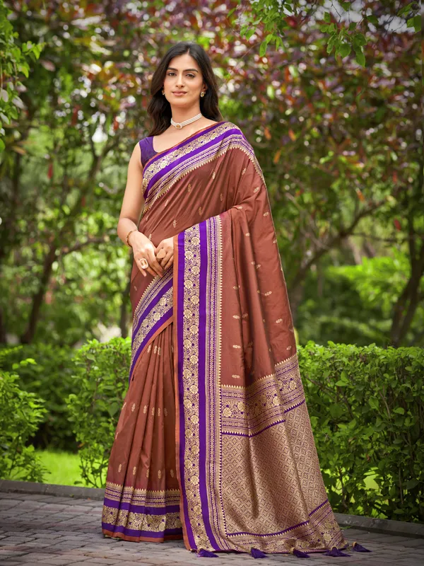 Manohari_Womens_Most_Trendy_Banarasi_Satin_Silk_Woven_Orange_Brown_And_Purple_Saree_With_Heavy_Jacquard_Work_Saree_With_Blouse_Piece