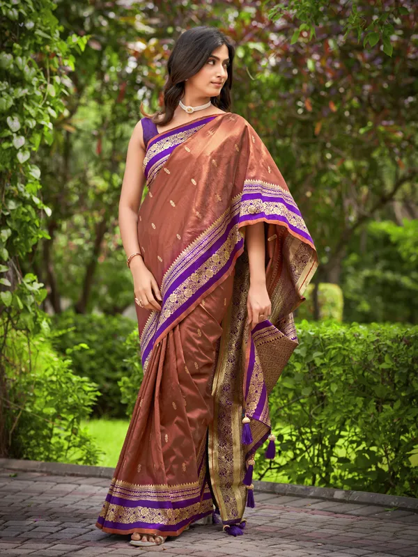 Manohari_Womens_Most_Trendy_Banarasi_Satin_Silk_Woven_Orange_Brown_And_Purple_Saree_With_Heavy_Jacquard_Work_Saree_With_Blouse_Piece
