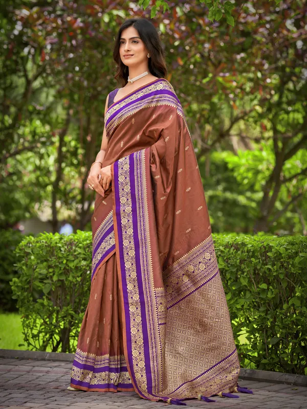 Manohari_Womens_Most_Trendy_Banarasi_Satin_Silk_Woven_Orange_Brown_And_Purple_Saree_With_Heavy_Jacquard_Work_Saree_With_Blouse_Piece