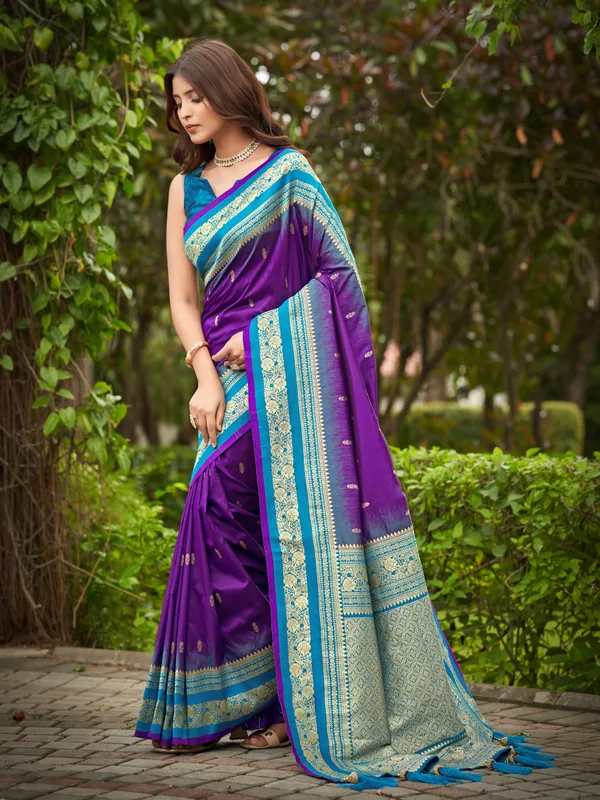 Manohari_Womens_Most_Trendy_Banarasi_Satin_Silk_Woven_Dark_Purple_And_Blue_Saree_With_Heavy_Jacquard_Work_Saree_With_Blouse_Piece