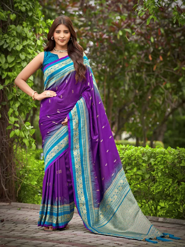 Manohari_Womens_Most_Trendy_Banarasi_Satin_Silk_Woven_Dark_Purple_And_Blue_Saree_With_Heavy_Jacquard_Work_Saree_With_Blouse_Piece