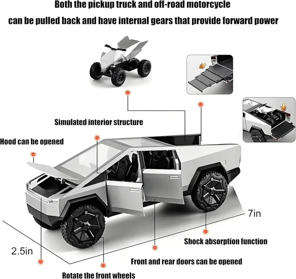 shofieo_1:32_Scale_Tesla_Cybertruck_Model_Collection_Enthusiasts_Toy_Pull_Back_Pick-Up_Truck_with_Sound_and_Light,_Alloy_Diecast_Cyber-Truck_Toys_for_Kids_Gift