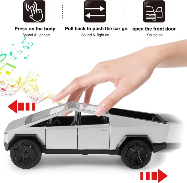 shofieo_1:32_Scale_Tesla_Cybertruck_Model_Collection_Enthusiasts_Toy_Pull_Back_Pick-Up_Truck_with_Sound_and_Light,_Alloy_Diecast_Cyber-Truck_Toys_for_Kids_Gift