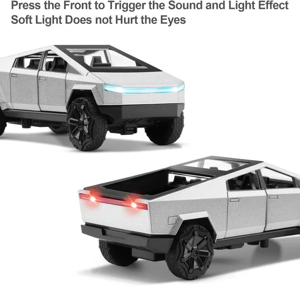 shofieo_1:32_Scale_Tesla_Cybertruck_Model_Collection_Enthusiasts_Toy_Pull_Back_Pick-Up_Truck_with_Sound_and_Light,_Alloy_Diecast_Cyber-Truck_Toys_for_Kids_Gift