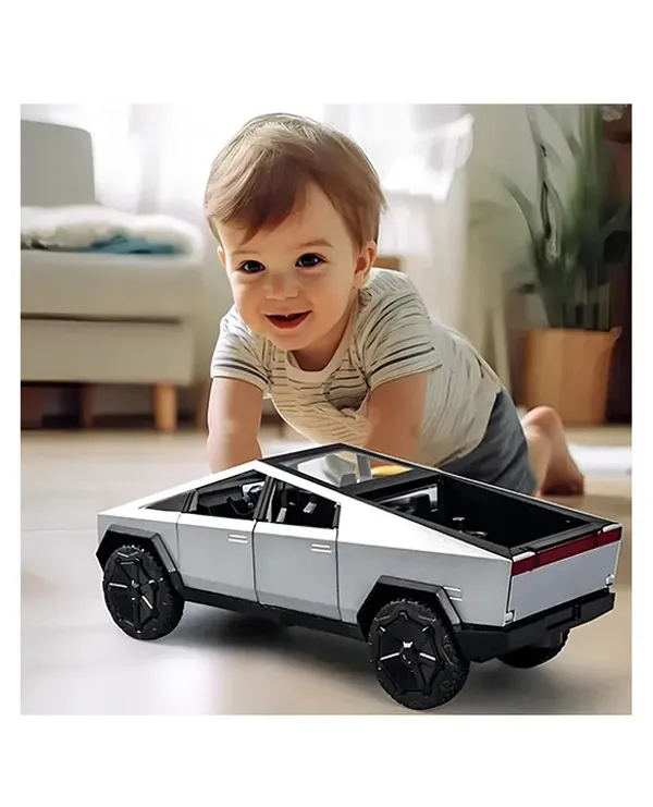 shofieo_1:32_Scale_Tesla_Cybertruck_Model_Collection_Enthusiasts_Toy_Pull_Back_Pick-Up_Truck_with_Sound_and_Light,_Alloy_Diecast_Cyber-Truck_Toys_for_Kids_Gift