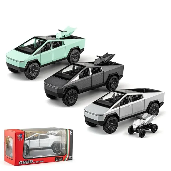 shofieo_1:32_Scale_Tesla_Cybertruck_Model_Collection_Enthusiasts_Toy_Pull_Back_Pick-Up_Truck_with_Sound_and_Light,_Alloy_Diecast_Cyber-Truck_Toys_for_Kids_Gift