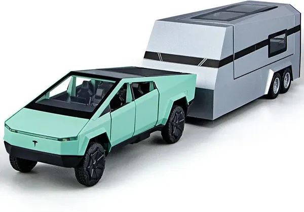 1:32_Scale_Tesla_Cyber_Truck_Trailer_Pull_Back_Toy_With_Sound_&_Light_For_Kids_(Green,_Pack_Of:_1)