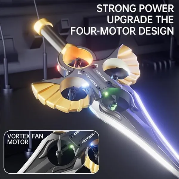 Shofieo_RC_Stunt_Flying_Sword_Drone,_Remote-Controlled,_Black_and_Gold,_with_Controller,_Kids_and_Adults