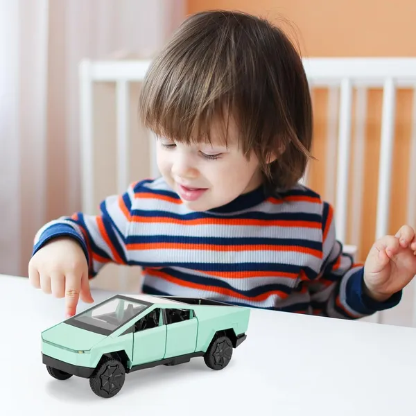 Diecast_Metal_Tesla_Cyber_Truck_Sound_&_Light_Pull_Back_Toys_Pick-Up_Truck_(Green)