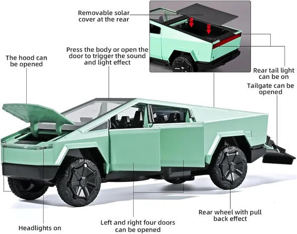 Diecast_Metal_Tesla_Cyber_Truck_Sound_&_Light_Pull_Back_Toys_Pick-Up_Truck_(Green)