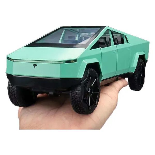 Diecast_Metal_Tesla_Cyber_Truck_Sound_&_Light_Pull_Back_Toys_Pick-Up_Truck_(Green)