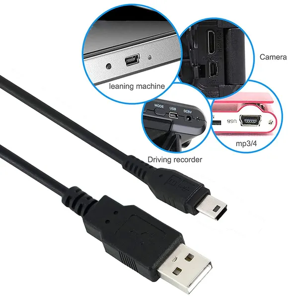 Pack_Of_2_-_Mak_World_Usb_2.0_A_To_Mini_B_5_Pin_Cable_For_External_Hdds_Camera_Card_Readers_V3_Etc_1_5_Meter