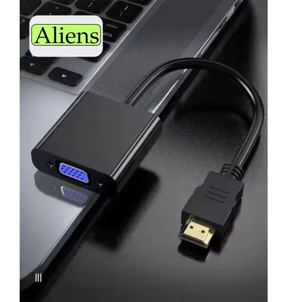 Pack_Of_2_-_Hdmi_To_Vga_Adapter_High_Speed_1080P_Hdtv_Converter_Male_To_Female_With_Audio_Cable_For_Computer_Desktop_Laptop_Pc_Monitor_Projector_Hdtv_Other_Devices_With_Hdmi_Connection_Black