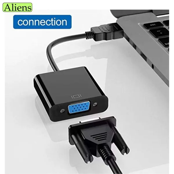 Pack_Of_2_-_Hdmi_To_Vga_Adapter_High_Speed_1080P_Hdtv_Converter_Male_To_Female_With_Audio_Cable_For_Computer_Desktop_Laptop_Pc_Monitor_Projector_Hdtv_Other_Devices_With_Hdmi_Jet_Black