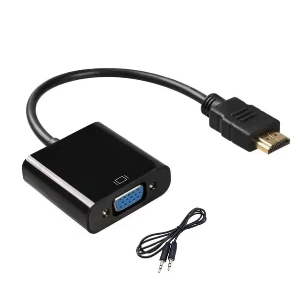 Pack_Of_2_-_Hdmi_To_Vga_Adapter_High_Speed_1080P_Hdtv_Converter_Male_To_Female_With_Audio_Cable_For_Computer_Desktop_Laptop_Pc_Monitor_Projector_Hdtv_Other_Devices_With_Hdmi_Jet_Black