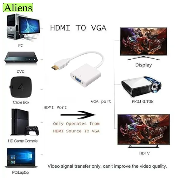 Pack_Of_2_-_Aliens_Hdmi_To_Vga_Adapter_High_Speed_1080P_Hdtv_Converter_Male_To_Female_With_Audio_Cable_For_Computer_Desktop_Laptop_Pc_Monitor_Projector_Hdtv_Other_Devices_With_Hdmi_Pearl_White